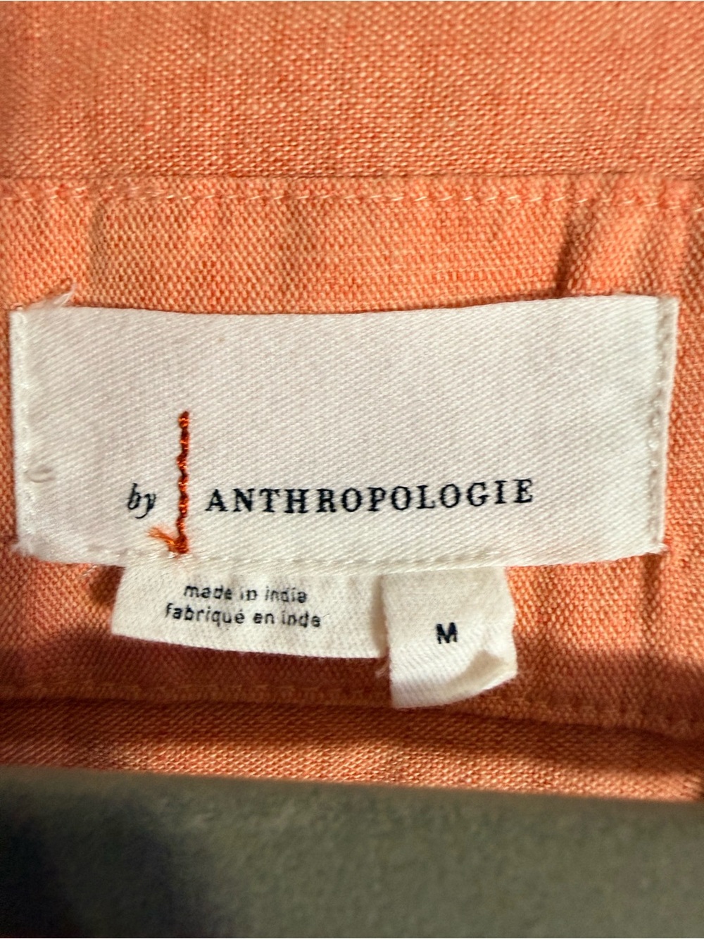 Anthropologie Peach Short-Sleeve Linen Button-Down Shirt - Picture 2 of 4